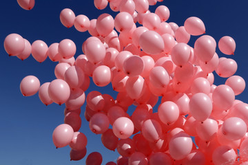 Hundreds of pink balloons