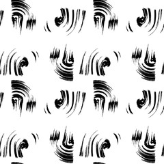 Fototapeta premium Seamless pattern with hand drawn black brush strokes on white background. Design for textile, wrapping, wallpaper