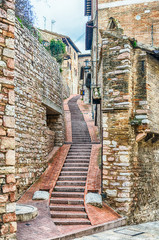 Fototapeta na wymiar Scenic streets of the medieval town of Assisi, Umbria, Italy