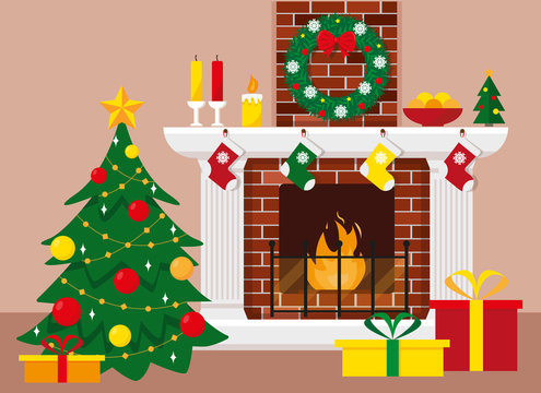 Christmas Fireplace Cartoon Images – Browse 7,522 Stock Photos, Vectors,  and Video | Adobe Stock