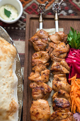 Turkish Chicken Skewers with Condiments, Sis Tavuk