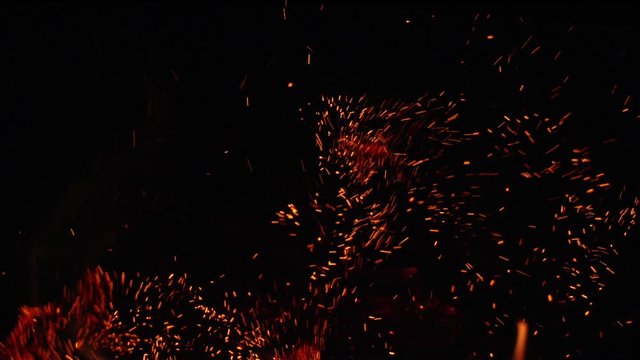 Real flying embers and sparks in amazing detail filmed in slow motion. This is real embers not 3D rendered