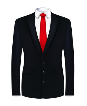 Red Tie White Shirt Black Suit Close Vector Stock Vector by ©marijamara  415373680