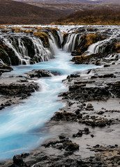 Brúarfoss waterfall Iceland in autumn.