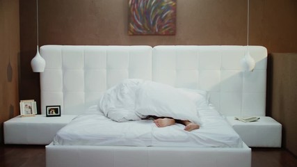 Love Games In Bed. Young Couple.