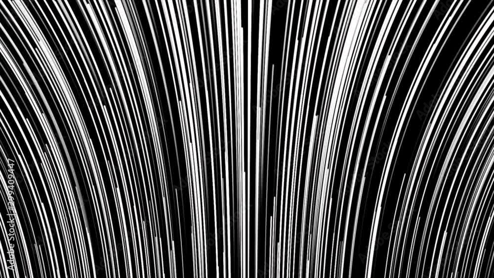 Aufkleber abstract background with fast flying vertical bended lines on black background, seamless loop. anima