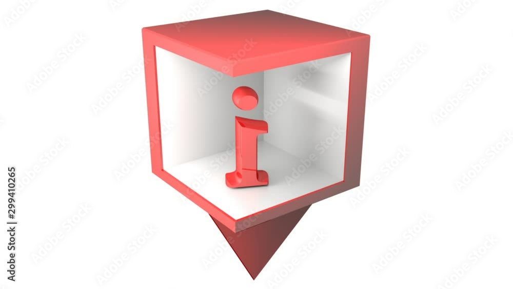Poster an icon for an infopoint with a red and white box and an i letter inside, isolated on white backgrou