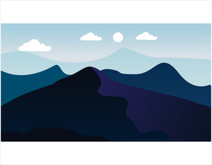Gradient mountains landscape background Vector design illustration