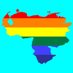 Obraz premium LGBT flag map of Venezuela vector