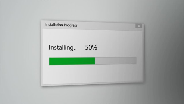 Install Program Process Animation on Gray Background.  2 Different Points of View.