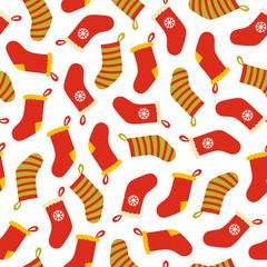Christmas stocking pattern on white background