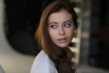 Fototapeta premium Beautiful young female brunette model