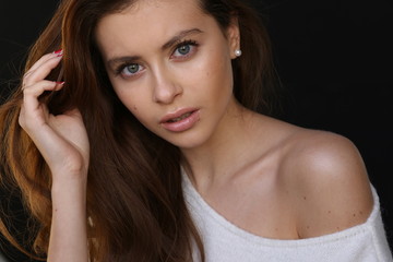 Fototapeta premium Beautiful young female brunette model
