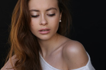Fototapeta premium Beautiful young female brunette model