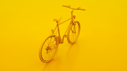 Yellow Bicycle. Minimal idea concept. 3d illustration