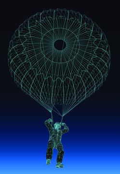 man falling in a parachute