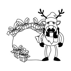 Merry christmas reindeer cartoon vector design