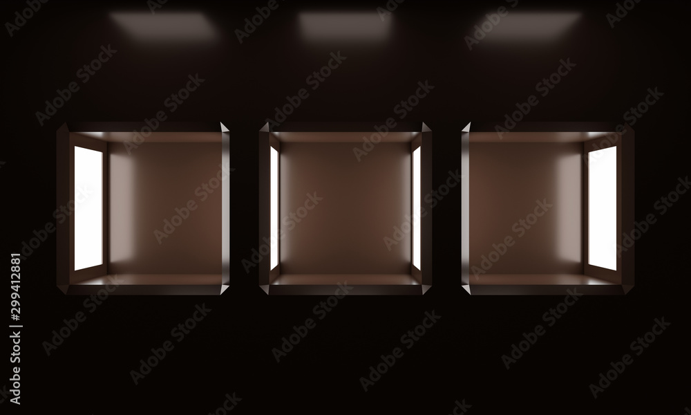 Poster futuristic dark empty showcase in modern style 3d render
