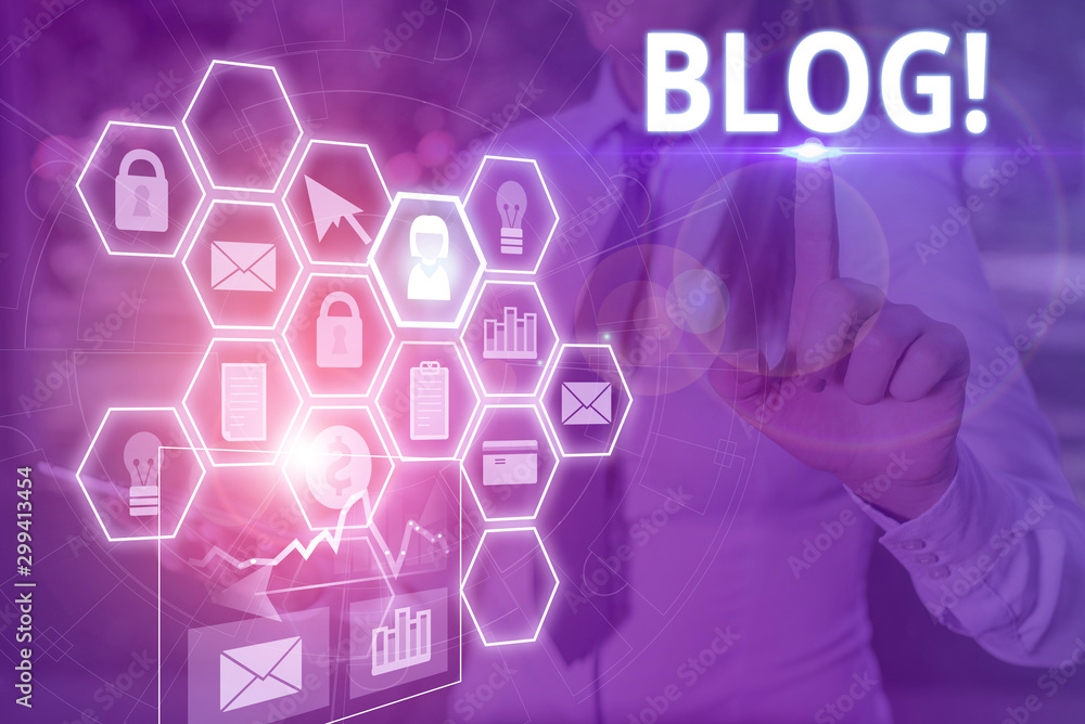 Poster writing note showing blog. business concept for regularly updated website web page run by individual