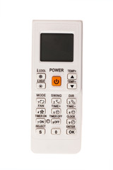 Air conditioner remote control on white background