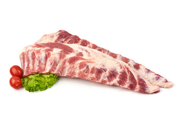 Pork belly ribs, isolated on white background