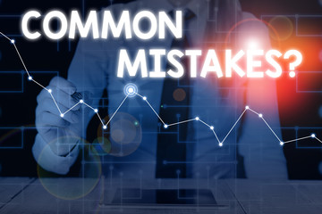 Conceptual hand writing showing Common Mistakes question. Concept meaning repeat act or judgement...