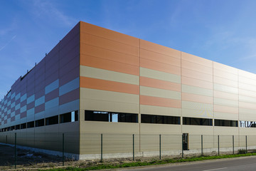 facade of new factory building made of thermo insulated aluminium panels