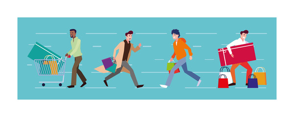 men shopping vector design