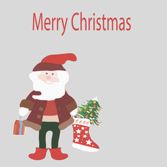 Print. Christmas and New Year. Santa New Year card. Congratulation. Place for your text. banner