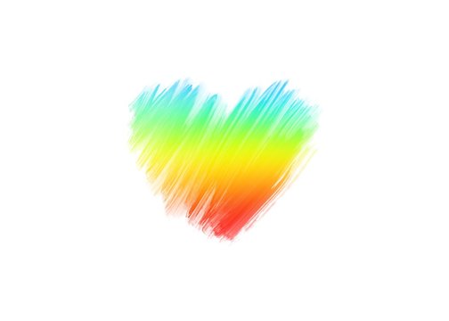 rainbow heart on white background