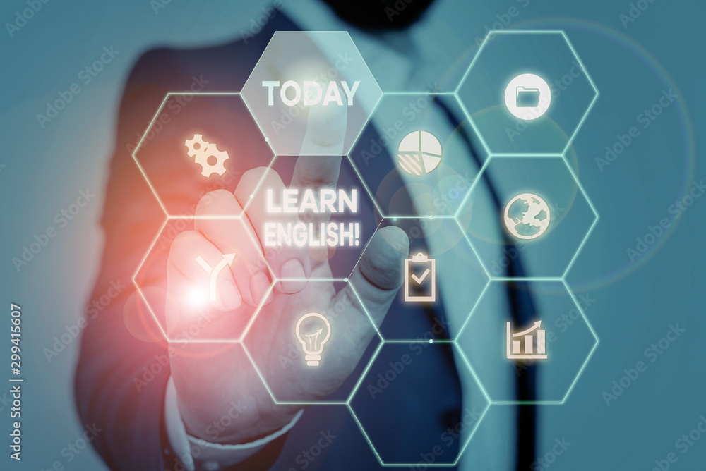 Poster handwriting text writing learn english. conceptual photo gain acquire knowledge in new language by s