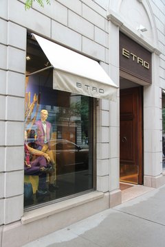 NEW YORK, USA - JULY 1, 2013: Etro Fashion Store In Madison Avenue, NY. Madison Avenue Is One Of The Most Recognized Fashion Shopping Destination In The World.