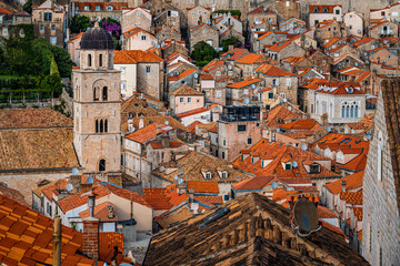 Fototapeta na wymiar Red roofs of old town of Dubrovnik in Croatia