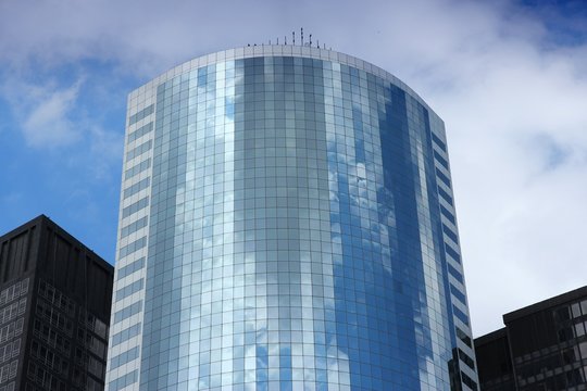 NEW YORK, USA - JULY 4, 2013: Exterior view of 17 State Street building in New York. The building is 542 ft tall and is owned by RFR Holding.