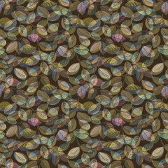 Seamless watercolor leaves. Leaves ornament. Hand painted watercolor illustration. Seamless botanical watercolor pattern.