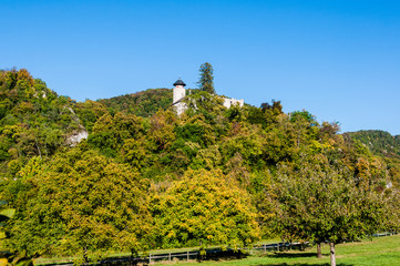 Arlesheim, Schloss Birseck, Burg, Weinberg, Obstbäume, Ermitage, Herbstfarben, Wanderweg, Herbstlaub, Herbst, Schweiz