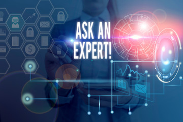 Word writing text Ask An Expert. Business photo showcasing confirmation that have read understand and agree with guidelines Picture photo system network scheme modern technology smart device