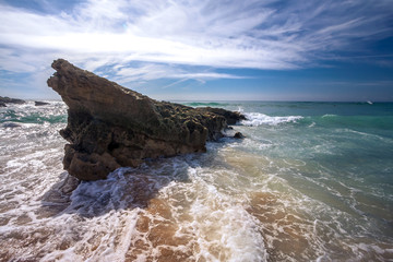 Fototapeta na wymiar Rocks in Praia do Guincho, Famous Guincho Beach in Portugal