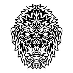 Vintage Chimpanzee face. Heading vintage style Isolated on a white background.