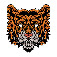 Vintage Tiger face. Heading vintage style Isolated on a white background.