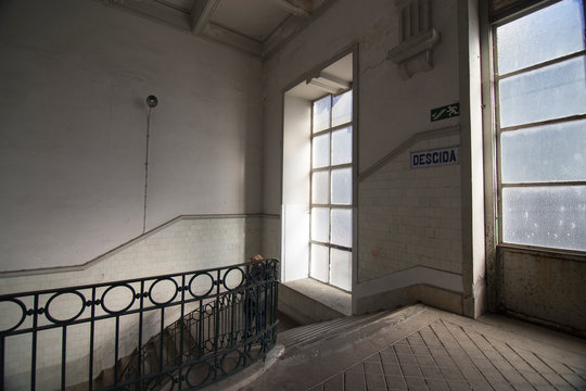 Staircase of Bolhao market on Porto, Portugal. Built in 1914 by Correia da Silva architect