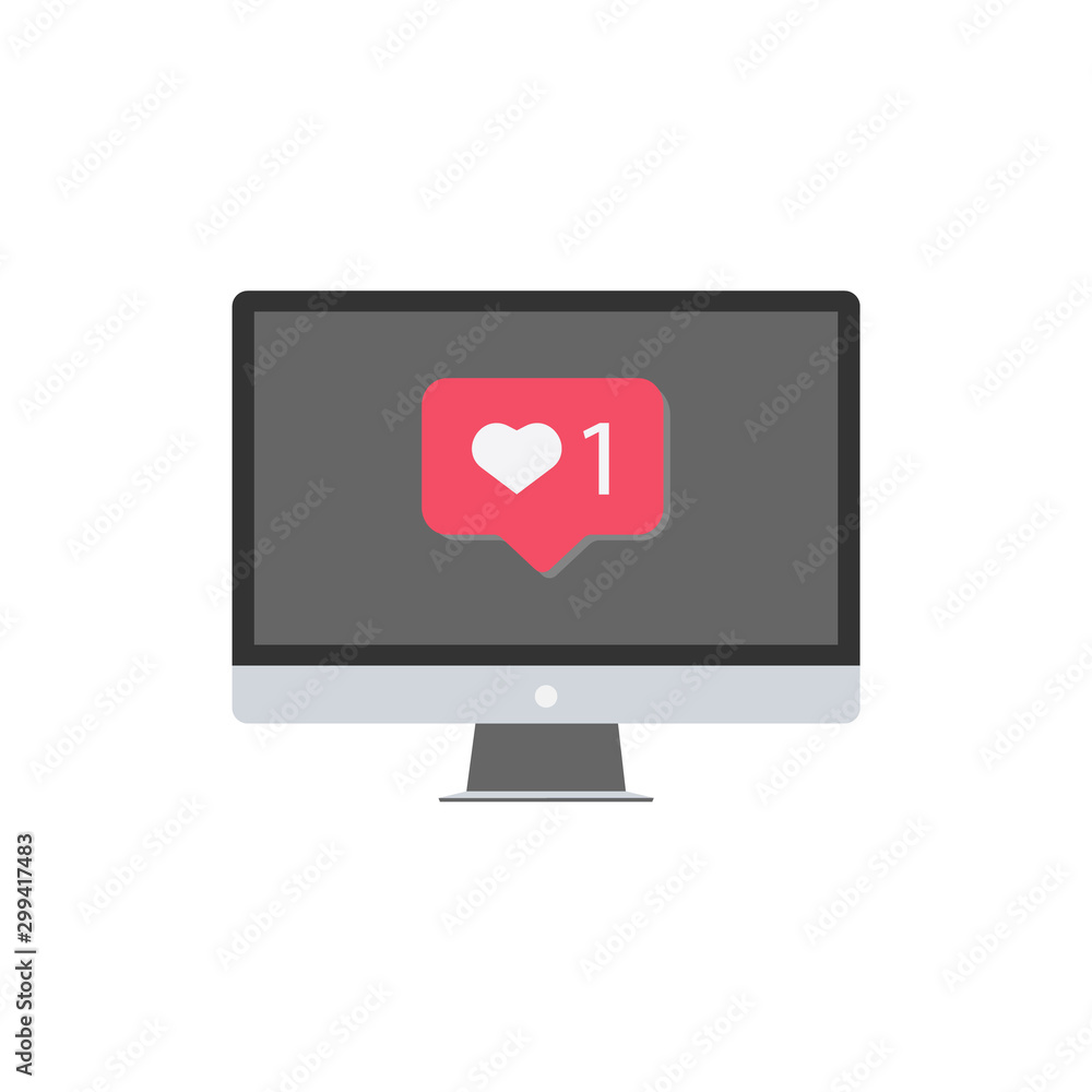Aufkleber vector icon with red like symbol on the screen. eps10