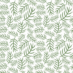 Simple vector pattern for winter and Christmas product design with green cartoon pine branches