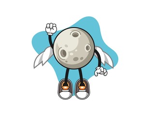 Fototapeta premium Moon fly cartoon. Mascot Character vector.