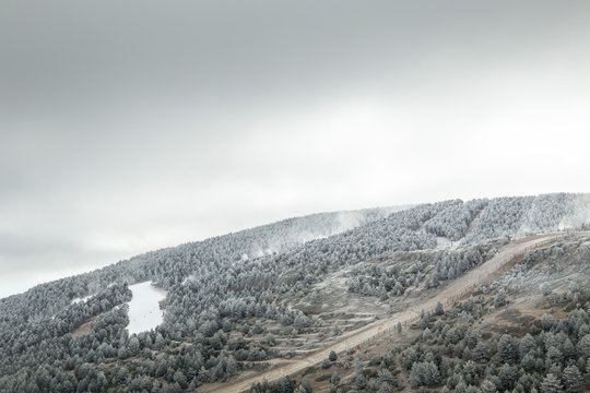 Frozen landscape in Valdelinares Gudar mountains Teruel Aragon Spain