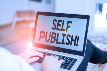 Text sign showing Self Publish. Business photo text writer publish piece of ones work independently...