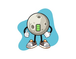 Moon full power cartoon. Mascot Character vector.