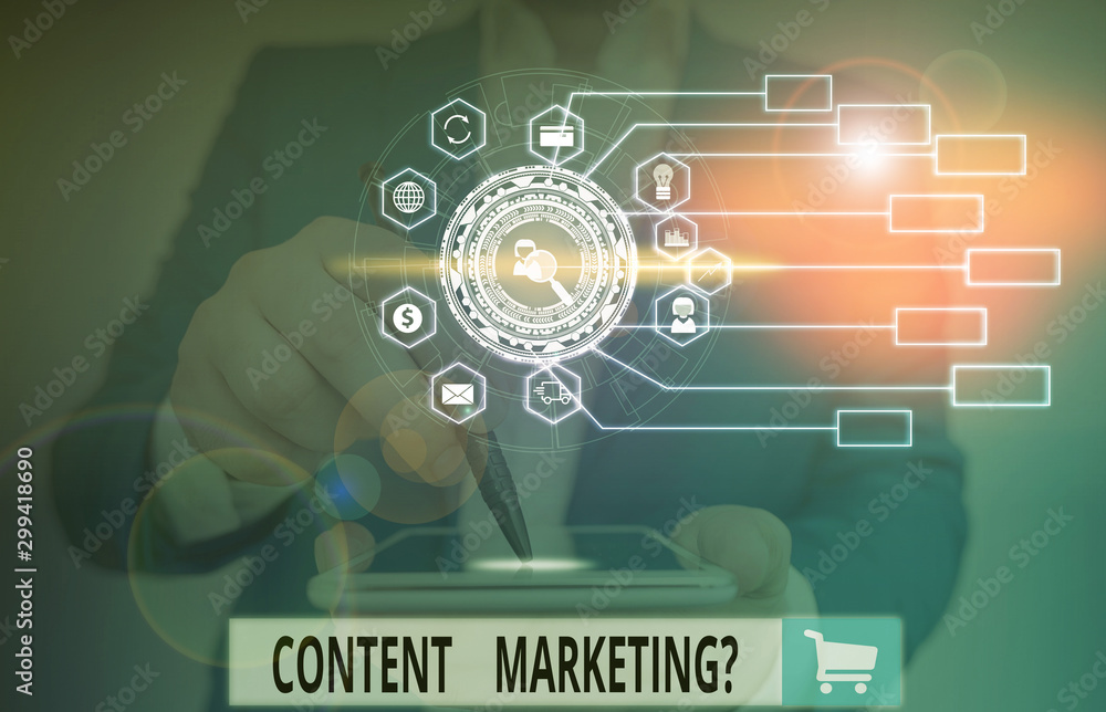 Poster writing note showing content marketing question. business concept for involves creation and sharing 