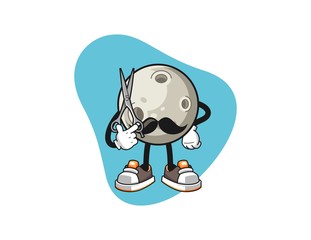 Moon barber cartoon. Mascot Character vector.