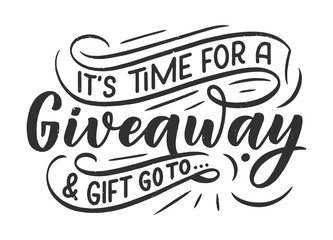 Vintage card with giveaway lettering. Calligraphy text. Decoration template. Vector illustration for holiday design.